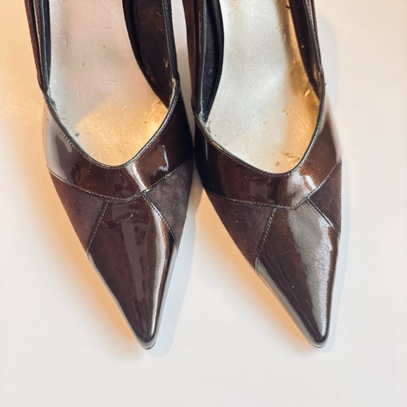 Nine West Brown Pointed Toe Suede Patent Leather Shoes Size 8 - Picture 15 of 15